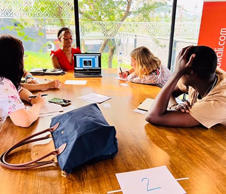 kLab workspace with entrepreneurs collaborating